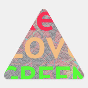 STICKER TRIANGULAIRE LOVE RED GOLDEN VERT