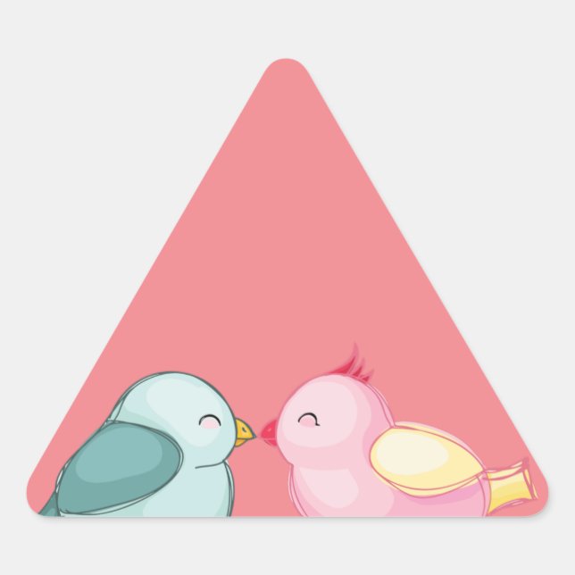 Sticker Triangulaire lovebirds-birds-love-romance (Devant)