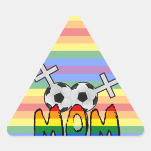 Sticker Triangulaire Maman lesbienne du football (avec l'arc-en-ciel)