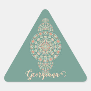 Sticker Triangulaire Mandala Ornementale Rétro Sage & Sable customisé
