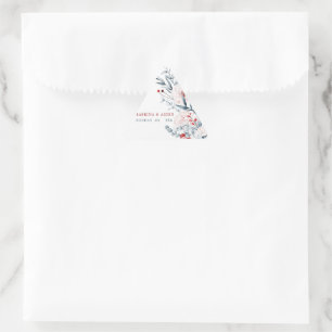 Sticker Triangulaire Mariage Floral Fleur Rouge Et Bleu