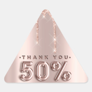 Sticker Triangulaire Merci Shopping Rose Drips 50%Off Triangle