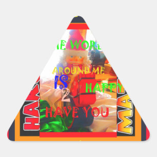 Sticker Triangulaire Merry Christmas The world around me is happy to ha
