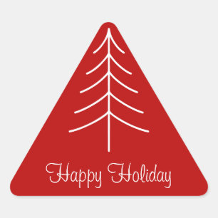 Sticker Triangulaire Moderne Clean Red & White Pine Tree Business