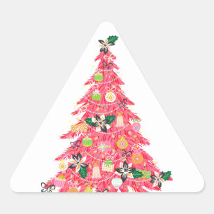 Sticker Triangulaire moderne moderne couleur vive festif arbre de noël