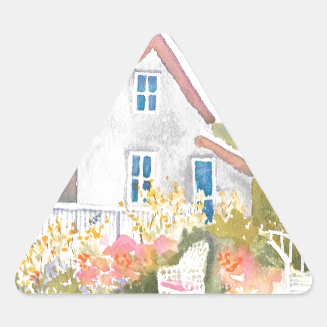 Sticker Triangulaire Monhegan Cottage J Kilburn (Devant)