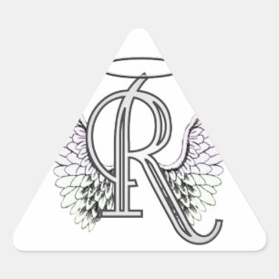 Sticker Triangulaire Monogramme initial de la lettre R avec des ailes