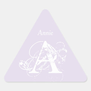 Sticker Triangulaire Monogramme Nom Elegant Simple Minimaliste Modèle