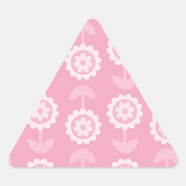 Sticker Triangulaire Motif Art Abstrait rose Fleurs florales (Devant)