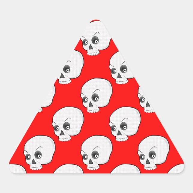 Sticker Triangulaire Motif crâne sur Arrière - plan rouge (Devant)
