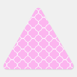 Sticker Triangulaire Motif Quatrefoil Rose Et Blanc