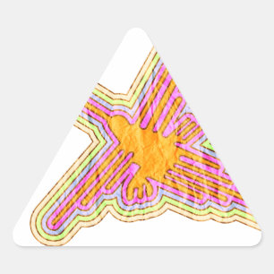 Sticker Triangulaire Nazca Lignes Colibri Avec Effet Papier Rincé