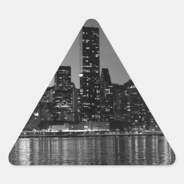 Sticker Triangulaire Noir Blanc New York City Skyscapants Silhouette (Devant)