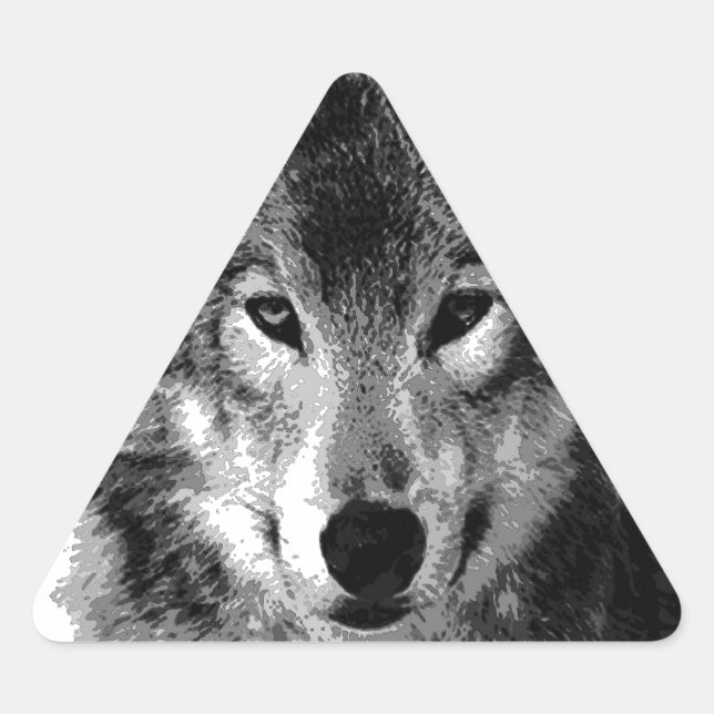 Sticker Triangulaire Oeil de loup noir et blanc (Devant)
