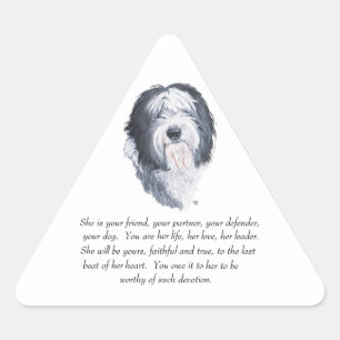 Sticker Triangulaire Old English Sheepdog Keakes