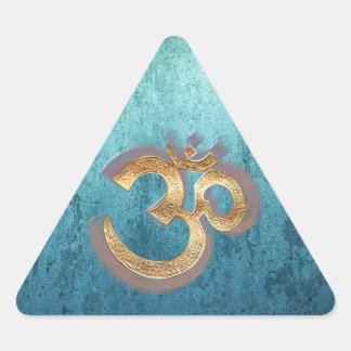 Sticker Triangulaire OM laiton or damask Asie Yoga Spiritualität