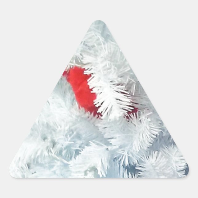 Sticker Triangulaire Ours en peluche rouge dans l'arbre de Noël (Devant)