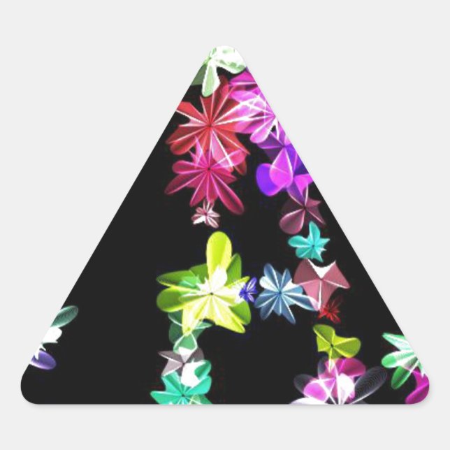 Sticker Triangulaire "PAIX" dans l'art des fleurs Imprimer (Devant)