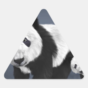 Sticker Triangulaire panda ours mignon animal câlin noir blanc doux