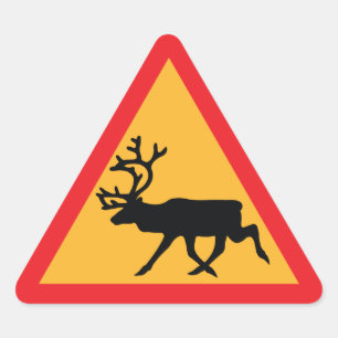 Sticker Triangulaire Panneau de signalisation suédois Caution Reindeer
