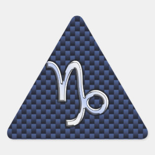 Sticker Triangulaire Panneau Zodiac Capricorne d'argent Style Carbone b