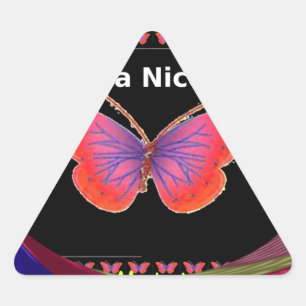 Sticker Triangulaire Papillon violet orange Avoir un beau Art de jour I