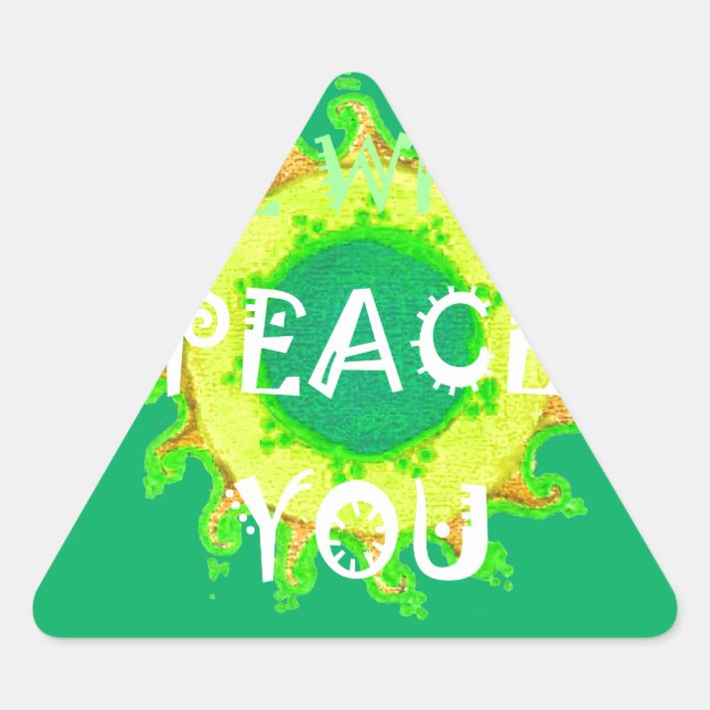 Sticker Triangulaire Peace Be With You : Inspirant Vert et Jaune (Devant)