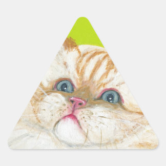Sticker Triangulaire Peinture sur chats de longue date par Ania M Milo