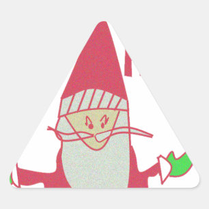 Sticker Triangulaire Père Noël humoristique avec Ho Ho Ho Festive