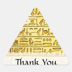 Sticker Triangulaire Personnalisé "Merci" Hiéroglyphes égyptiens Jaune