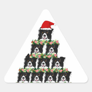 Sticker Triangulaire Petit arbre de chien de Noël