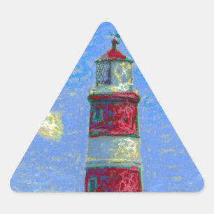 Sticker Triangulaire Phare Pastel et champs de lavande