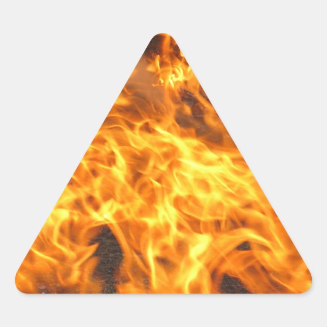Sticker Triangulaire Photo incendie Abstrait avec flammes orange jaune (Devant)