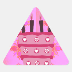 Sticker Triangulaire Pink Bird Cake Art Imprimer