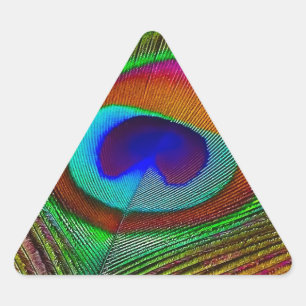 Sticker Triangulaire Plume de paon cuivré vibrant