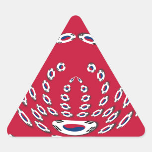 Sticker Triangulaire Pois du drapeau sud-coréen : une torsion florale