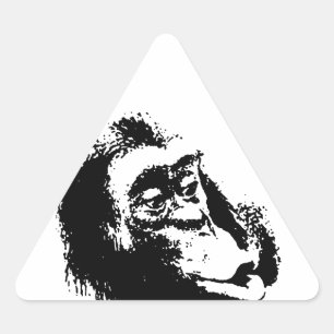 Sticker Triangulaire Pop Art drôle Chimpanzé