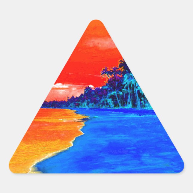 Sticker Triangulaire Pop Art Plage Exotique Palmiers (Devant)