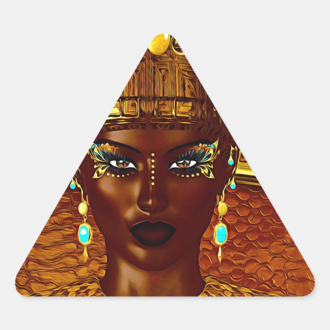 Sticker Triangulaire princesse noire égyptienne dans notre art numériqu (Devant)