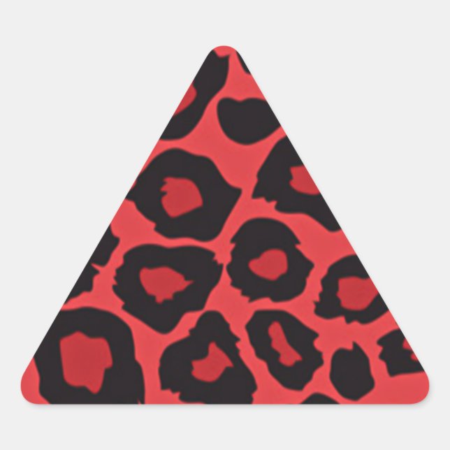 Sticker Triangulaire RAB Rockabilly Empreinte de léopard Rouge Noir (Devant)