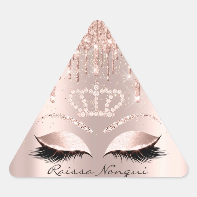 Sticker Triangulaire Raissa Couronne 16e 15e Parties scintillant Rose n (Devant)