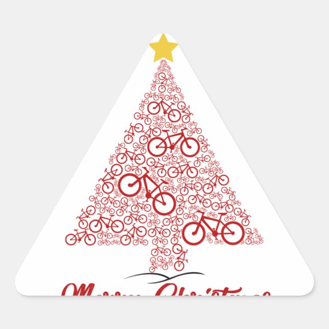 Sticker Triangulaire Red Mtb Bicyclette Noël Arbre Joyeux Noël (Devant)
