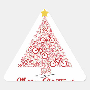 Sticker Triangulaire Red Mtb Bicyclette Noël Arbre Joyeux Noël