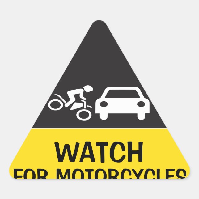 STICKER TRIANGULAIRE REGARDER LES MOTOCYCLES (Devant)