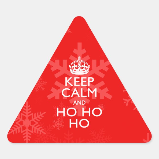 Sticker Triangulaire Restez Calme Et Ho Ho Ho Accent Red Snowflakes (Devant)