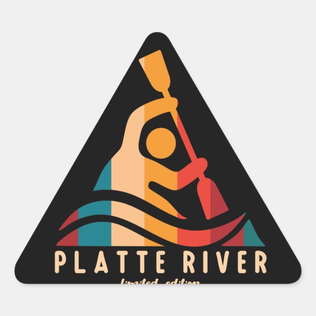Sticker Triangulaire Retro Platte River Kayak (Devant)