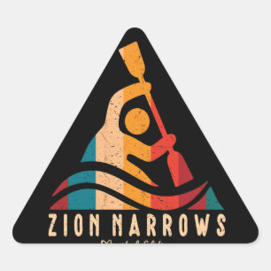Sticker Triangulaire Retro Zion Narrows Kayaking