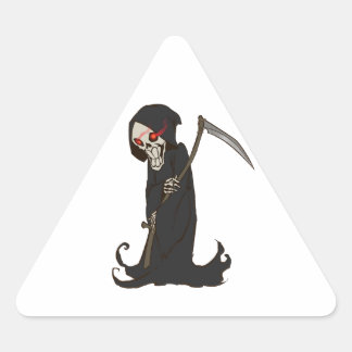 Sticker Triangulaire Revêtement Grinning Grim Reaper avec yeux rouges t