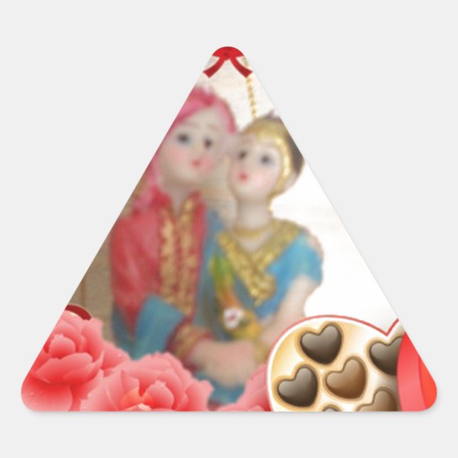 Sticker Triangulaire Romantique Amour Coeur Art Imprimer (Devant)