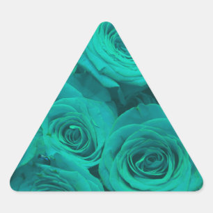 Sticker Triangulaire Romantique élégant turquoise - roses verts